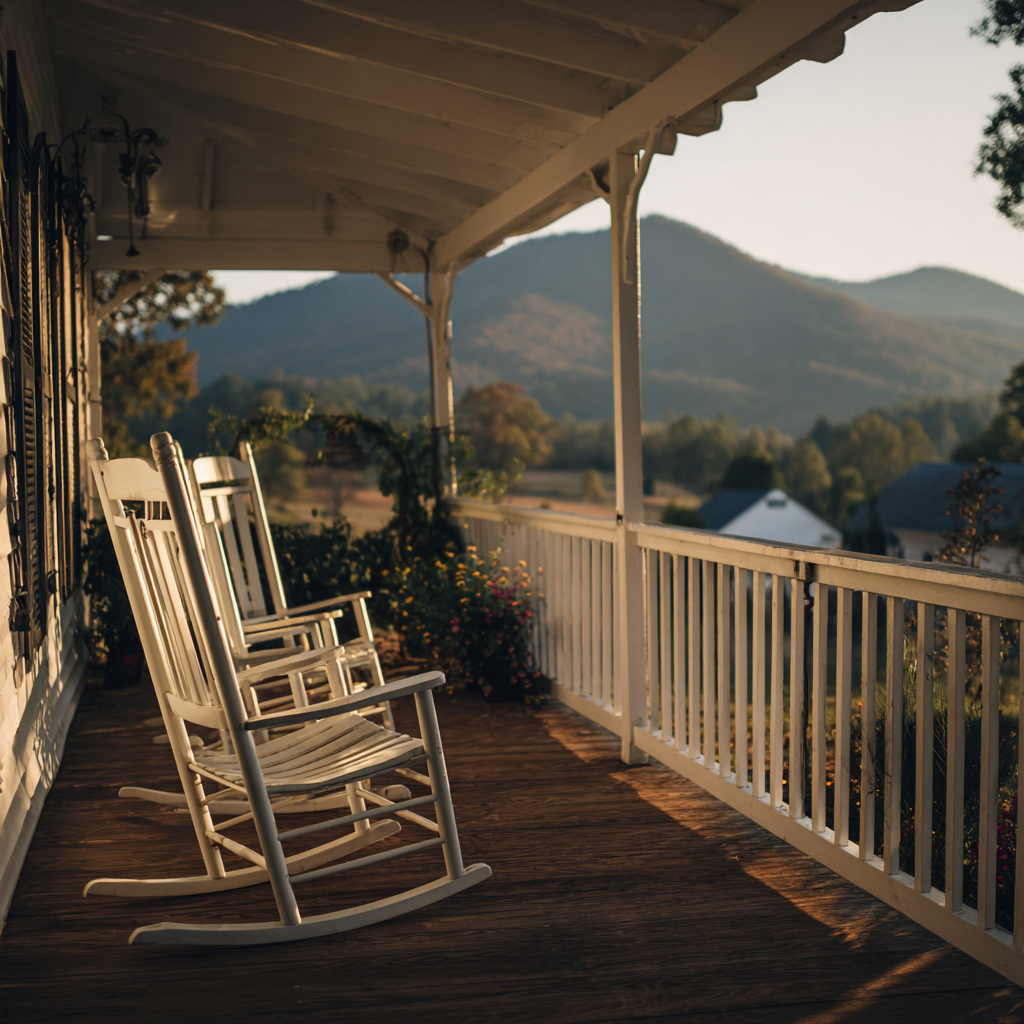 Front porch overlooking mountain vista