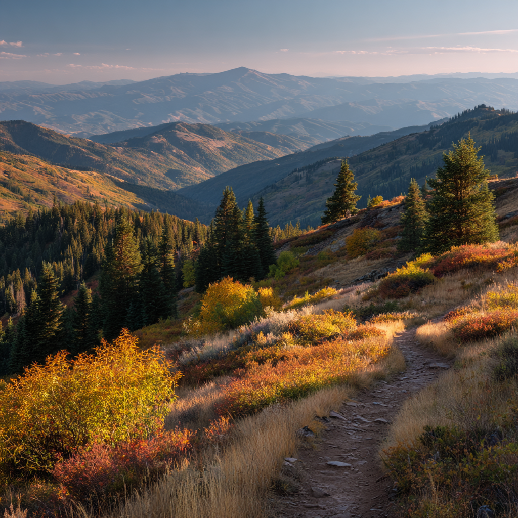 Hiking trail through autumn foliage